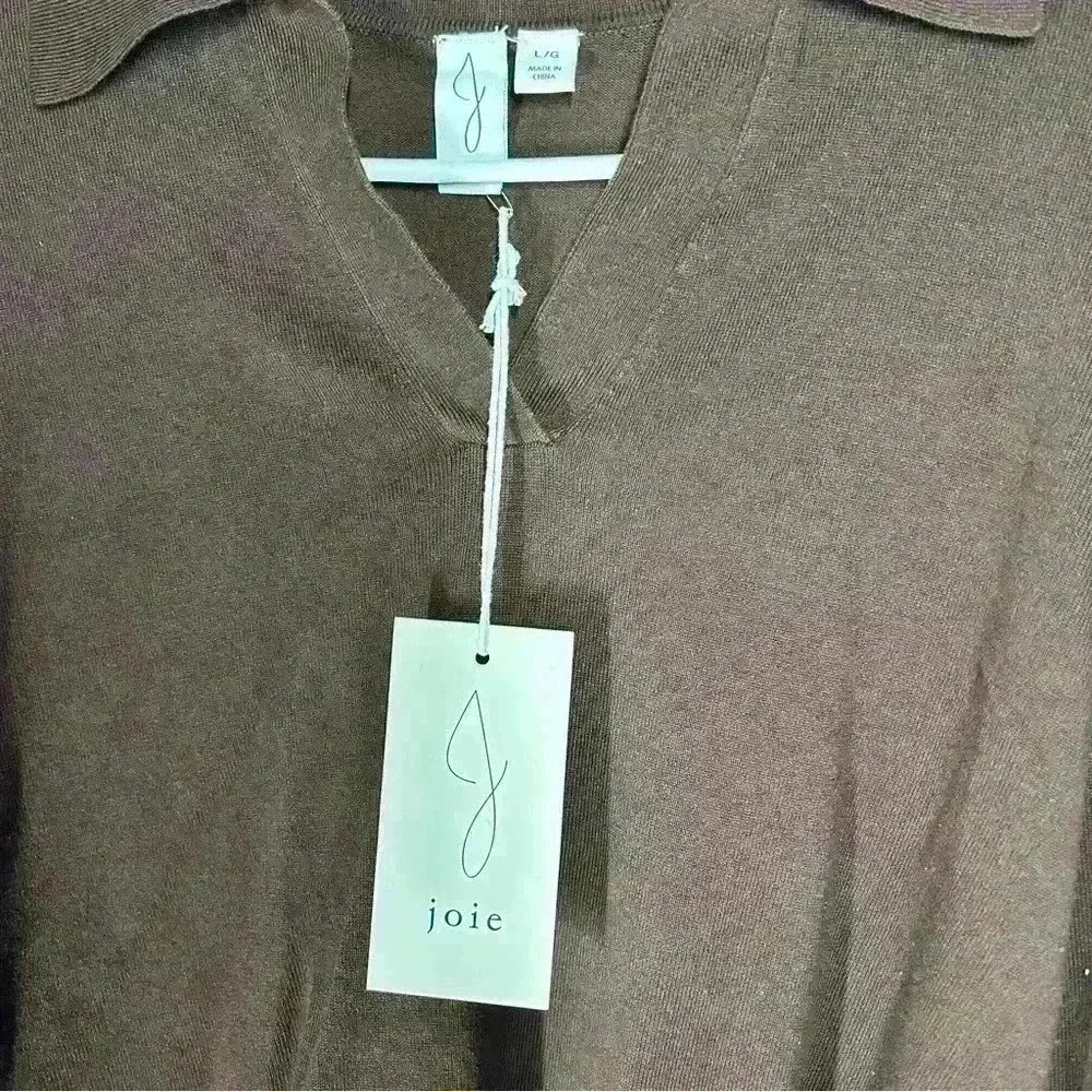 Joie brown long sleeve collared shirt. Cropped. - Picture 4 of 4